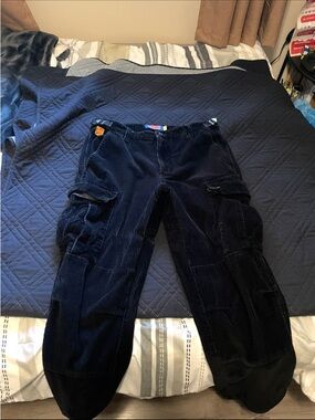 Empyre Men's Navy Corduroy Cargo Pants